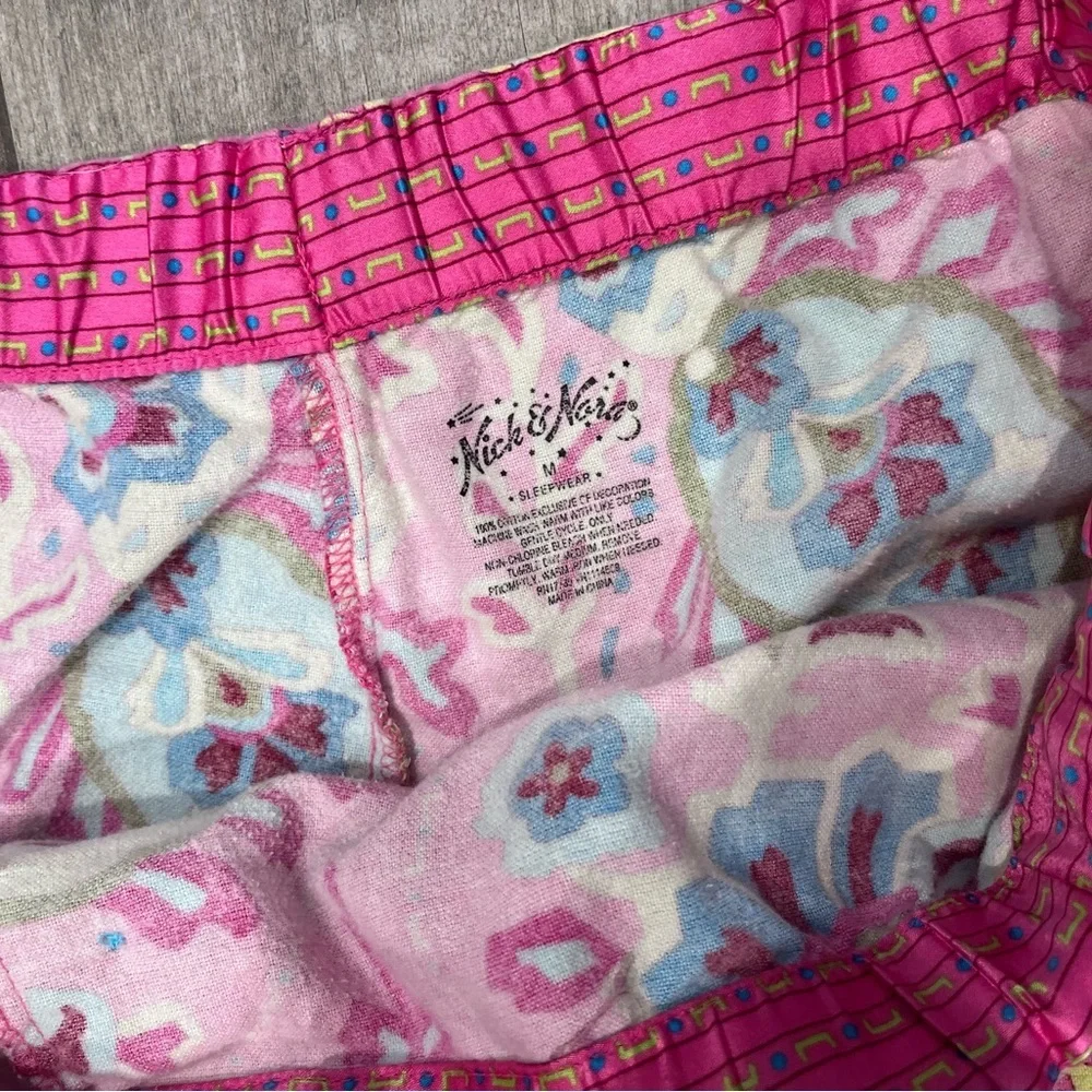 Nick & Nora Pink Paisley 2 piece Flannel Pajama Set Medium